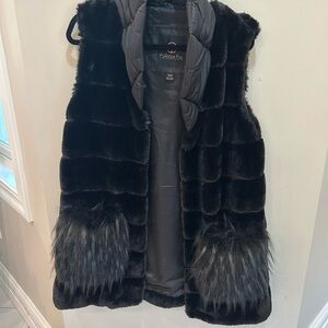 Fabulous Furs Black Faux Fur Jacket